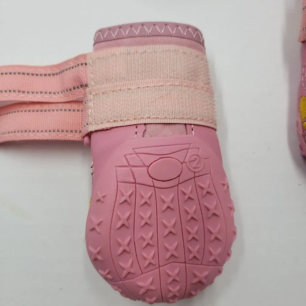 HCpet Pink Dog Boots Shoes Paw Protection All Weather Waterproof Booties Size 2